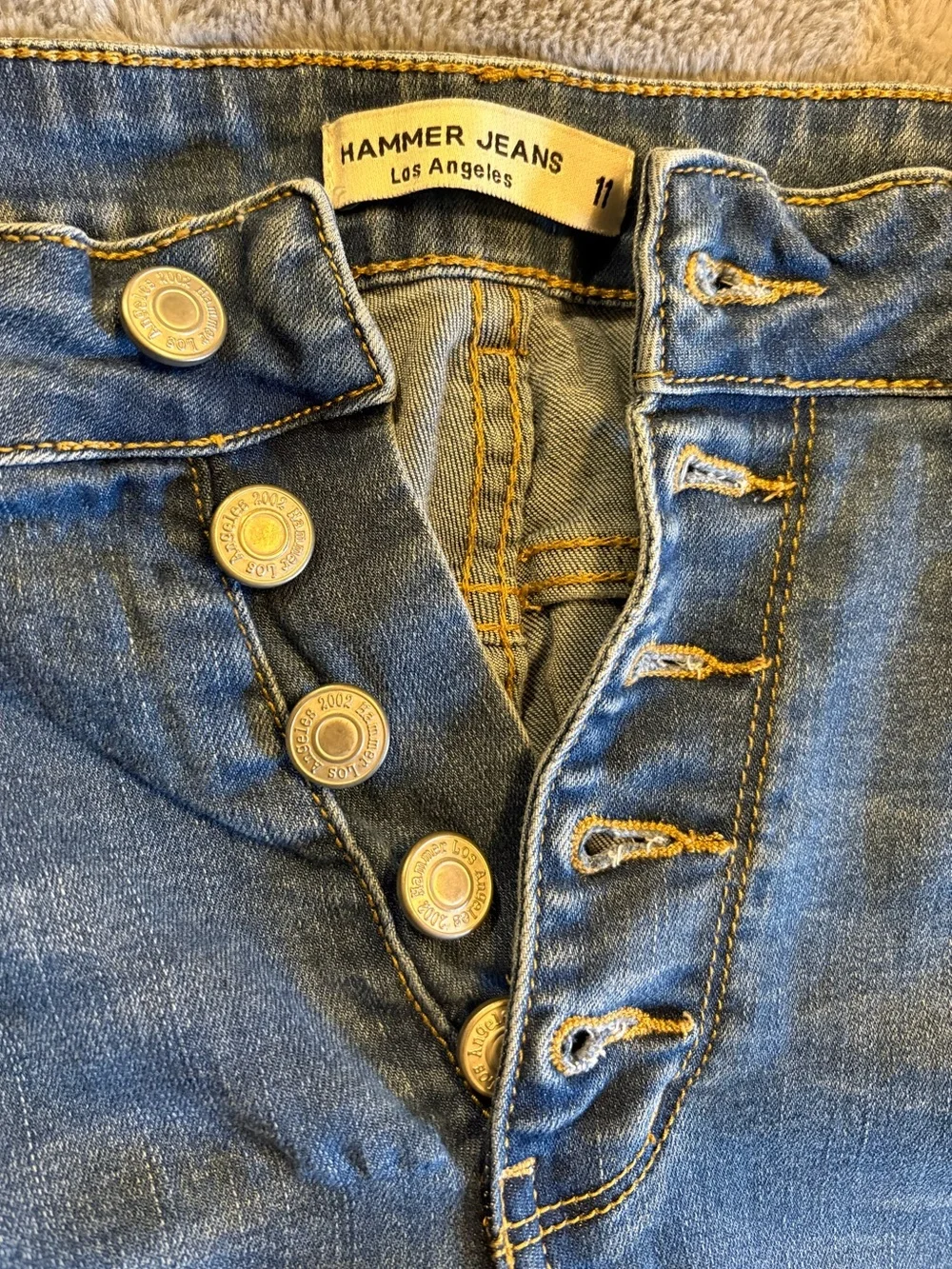 High-Rise Button-Fly Jeans in Light Blue - Picture 2 of 4